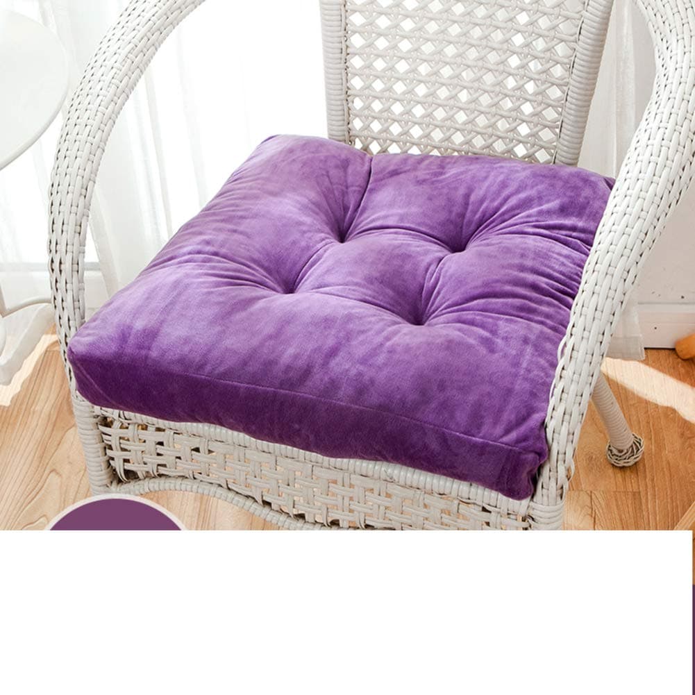 QTQZ Square Padded Cushion,Warm Crystal Velvet Bread seat Cushion Computer Dining Chair Cushion futon mat with Straps-D 48x48cm(19x19inch)