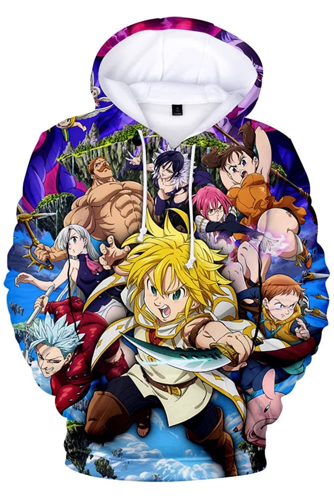 Men Seven Deadly Sins Hoodie Cosplay Costume Fairy King Harlequin King Pullover Sweatshirt Jacket Women