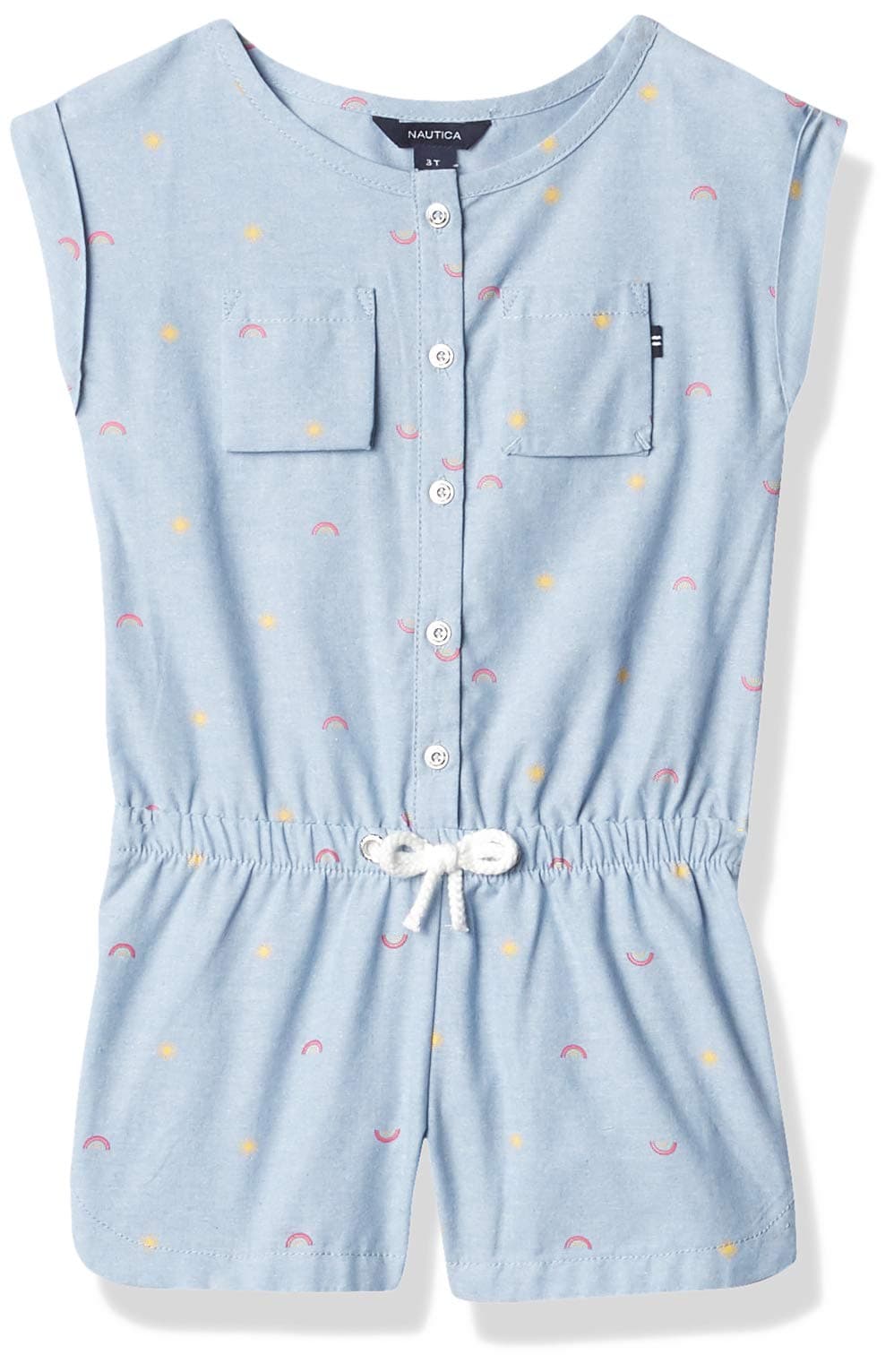 Nautica Girls' Fashion Romper, Extra Light Chambray, 5