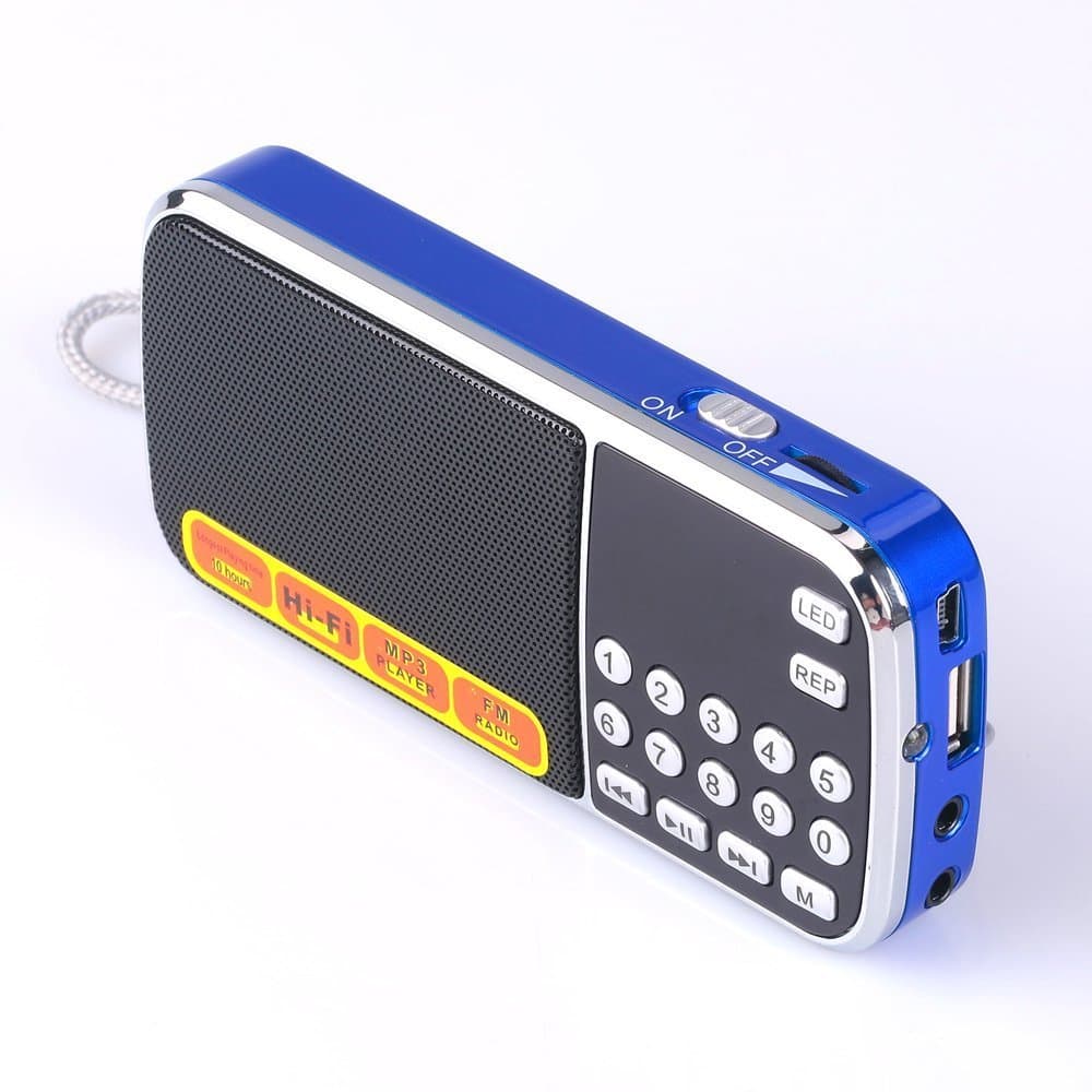 LETING Portable Mini USB FM Radio Speaker Music Player TF Card for PC iPod Phone (088 Blue)