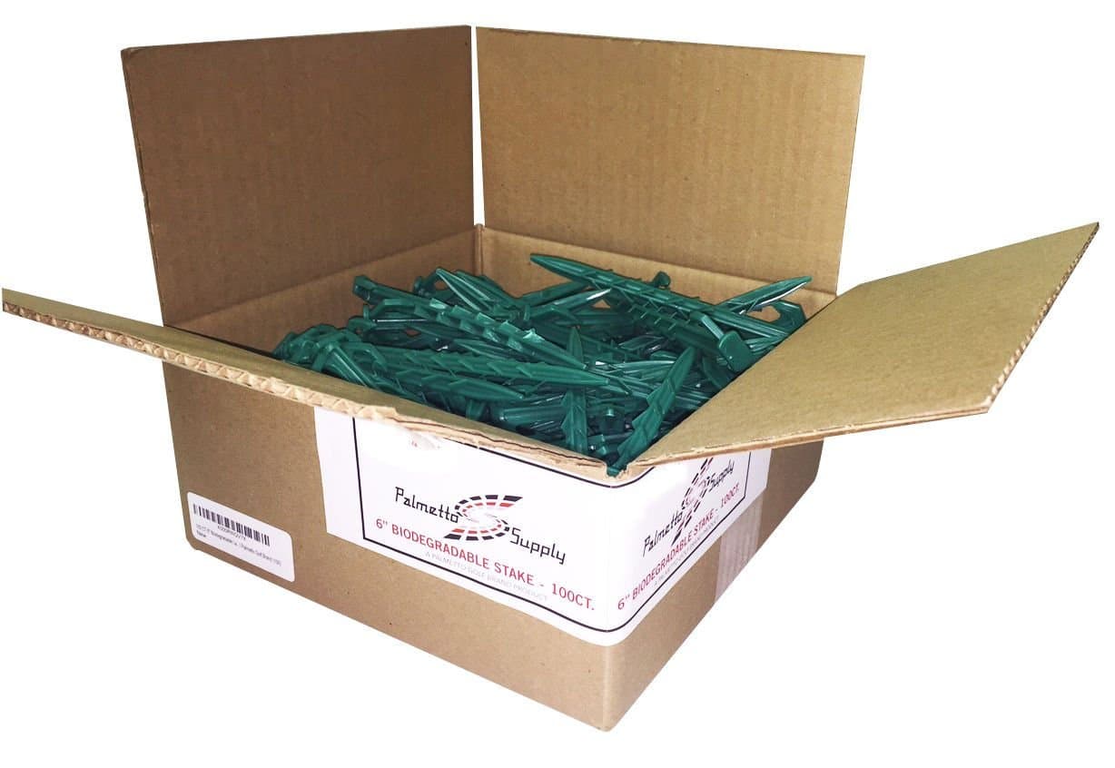 Palmetto Golf 100 Ct 6" Professional Biodegradable Sod/Landscape Stake and Fabric Pin - Eco-Friendly - MADE IN THE USA - Many Uses in the Lawn, Garden, Landscape and Patio