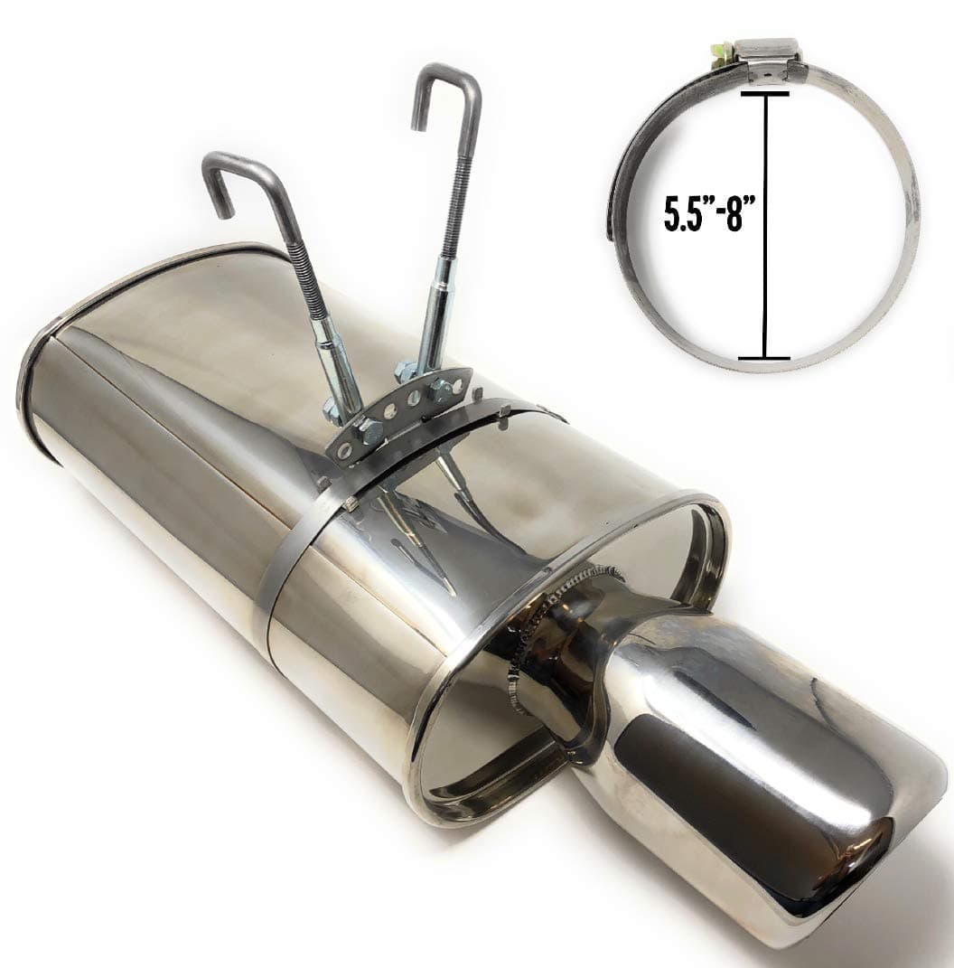 Universal Stainless Steel Muffler Hanger Kits (5.5"-8" Diameter)