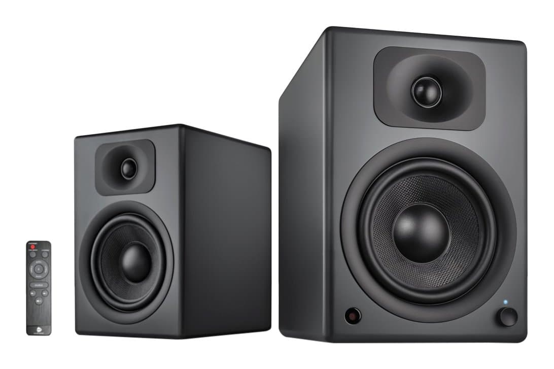 wavemaster TWO PRO - 2.0 Bluetooth Bookshelf Speaker System (110 Watt, aptX) for smartphones, tablets, TV / UK version (66355) - STONE GREY