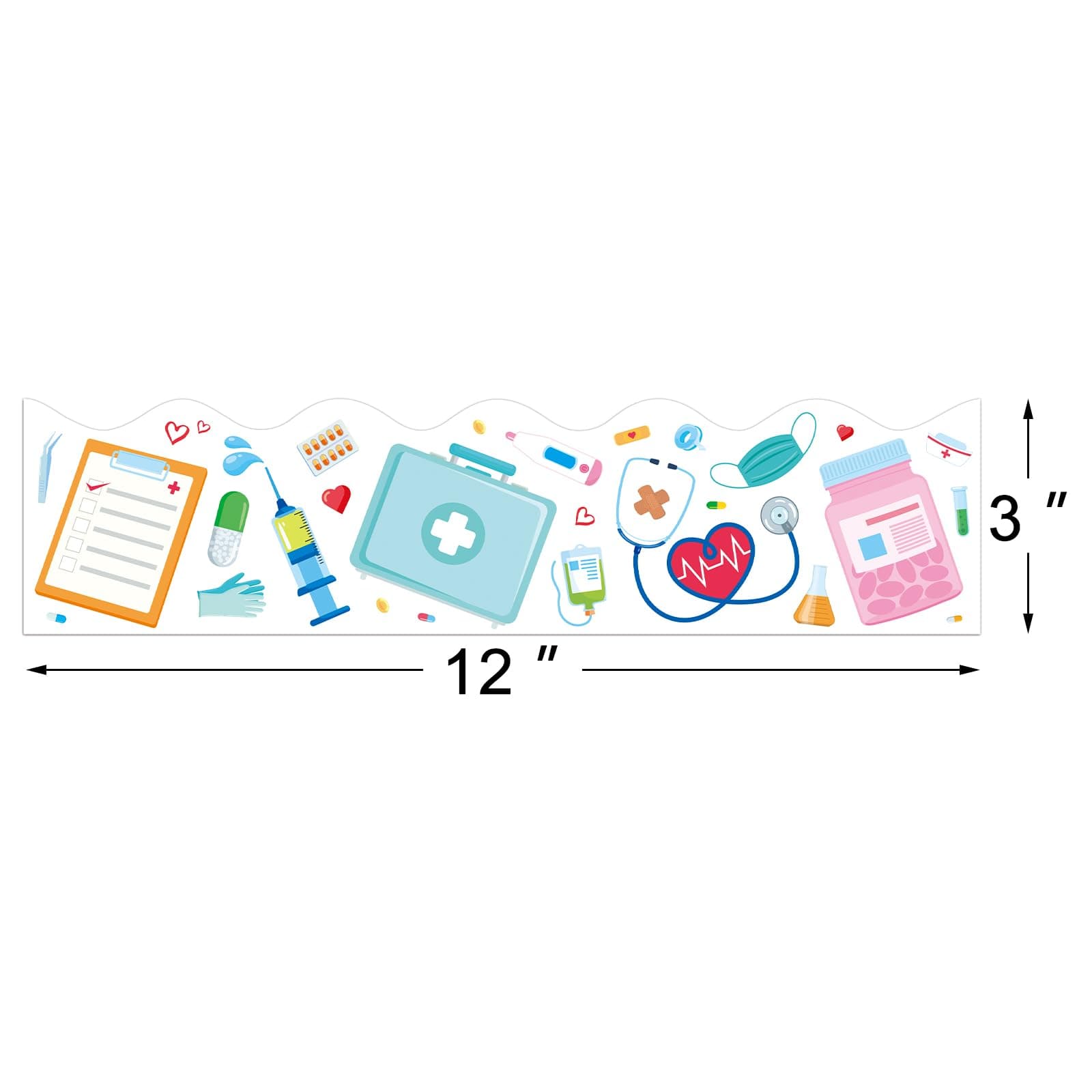 72 Feet Healthcare Workers Nurse Bulletin Board Borders for Doctor Appreciation Week Nurse Day Party Decoration Medical Nursing Nurse Graduation School Classroom Hospital Bulletin Board Decor