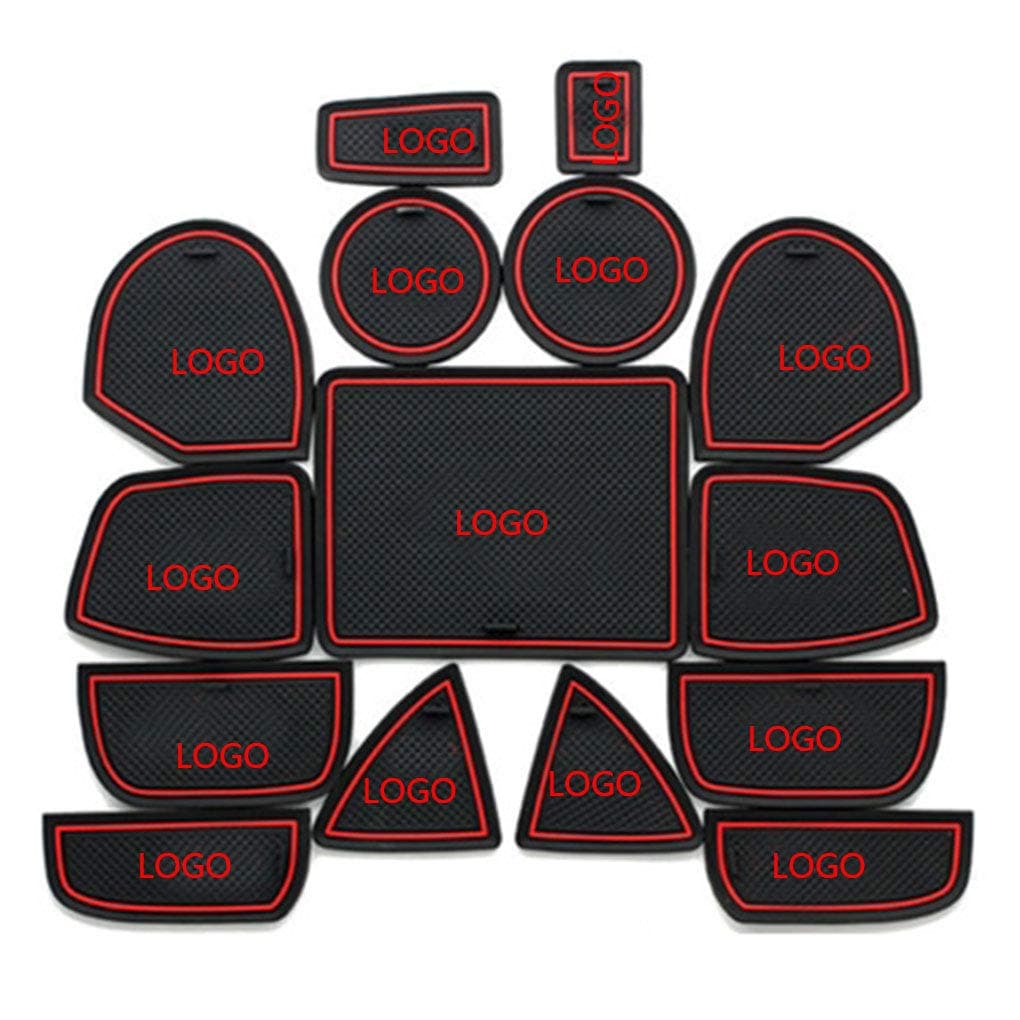 Vkospy 15Pcs Compatible with Grand Cherokee 2011-2015 Interior Cherokee accessories,Interior Door Slot Non-Slip Mat Auto Gate Groove Cup Pads