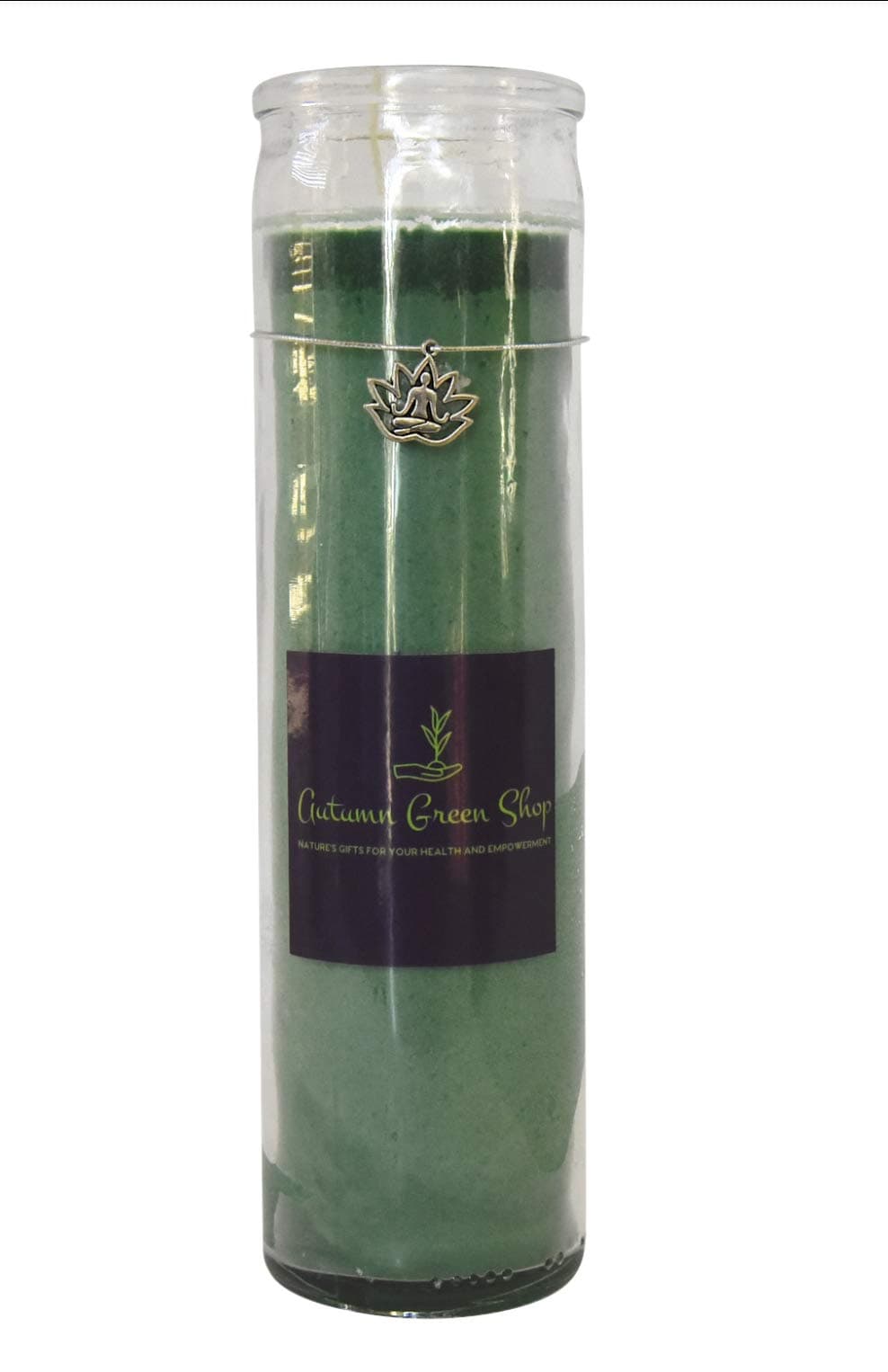 Green Candle - Lotus/Charm - Meditation, Spiritual, Yoga to Bring in Tranquility, Relieve Stress, Create Balance, Healing and Money Drawings