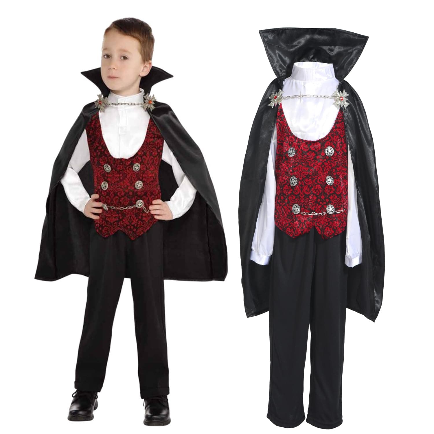 Sincere Party Boy's Vampire Costume Halloween Deluxe Dracula Costume for Kids,Top,Pants,Cape All In