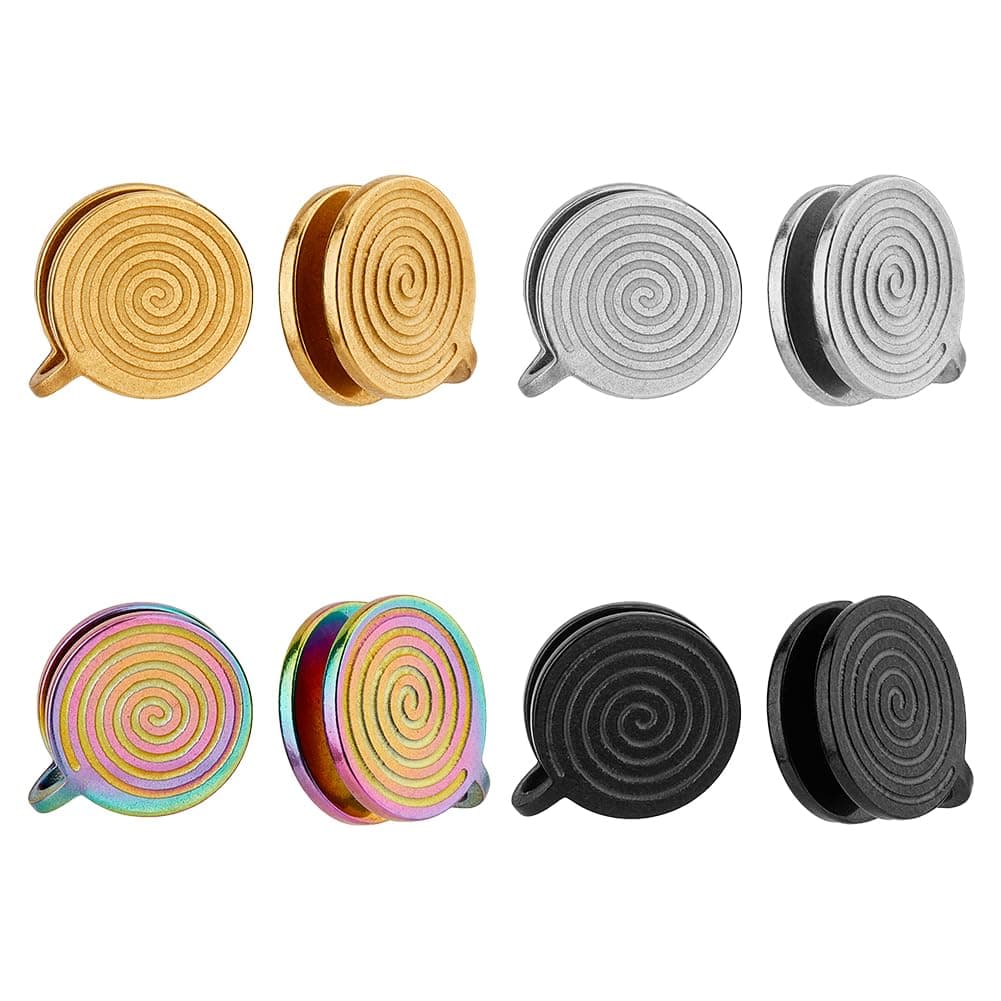 4 Pairs 11mm Pressure Earrings for Keloids 4 Colors Stainless Steel Punk Clip On Earrings Spiral Compression Earring Lightweight No Piercing Earring Birthday Gift for Woman