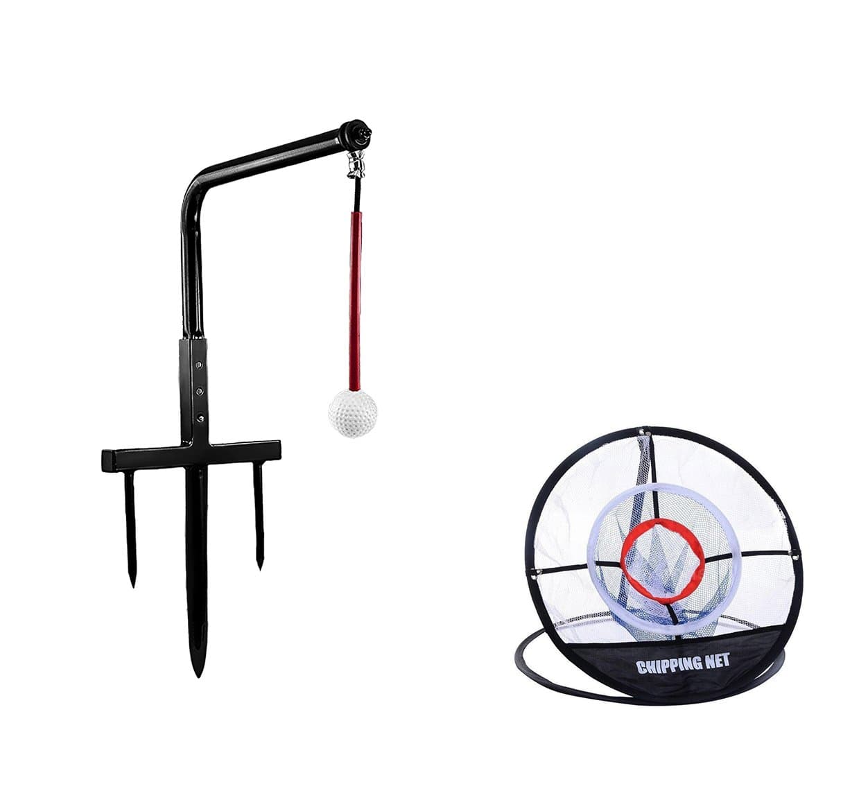ST080D Metal Golf Swing Trainer Club Champ Swing Groover Bundle Set with 1pc Portable Golf Training Chipping Net Hitting Aid Practice in/Outdoor Bag