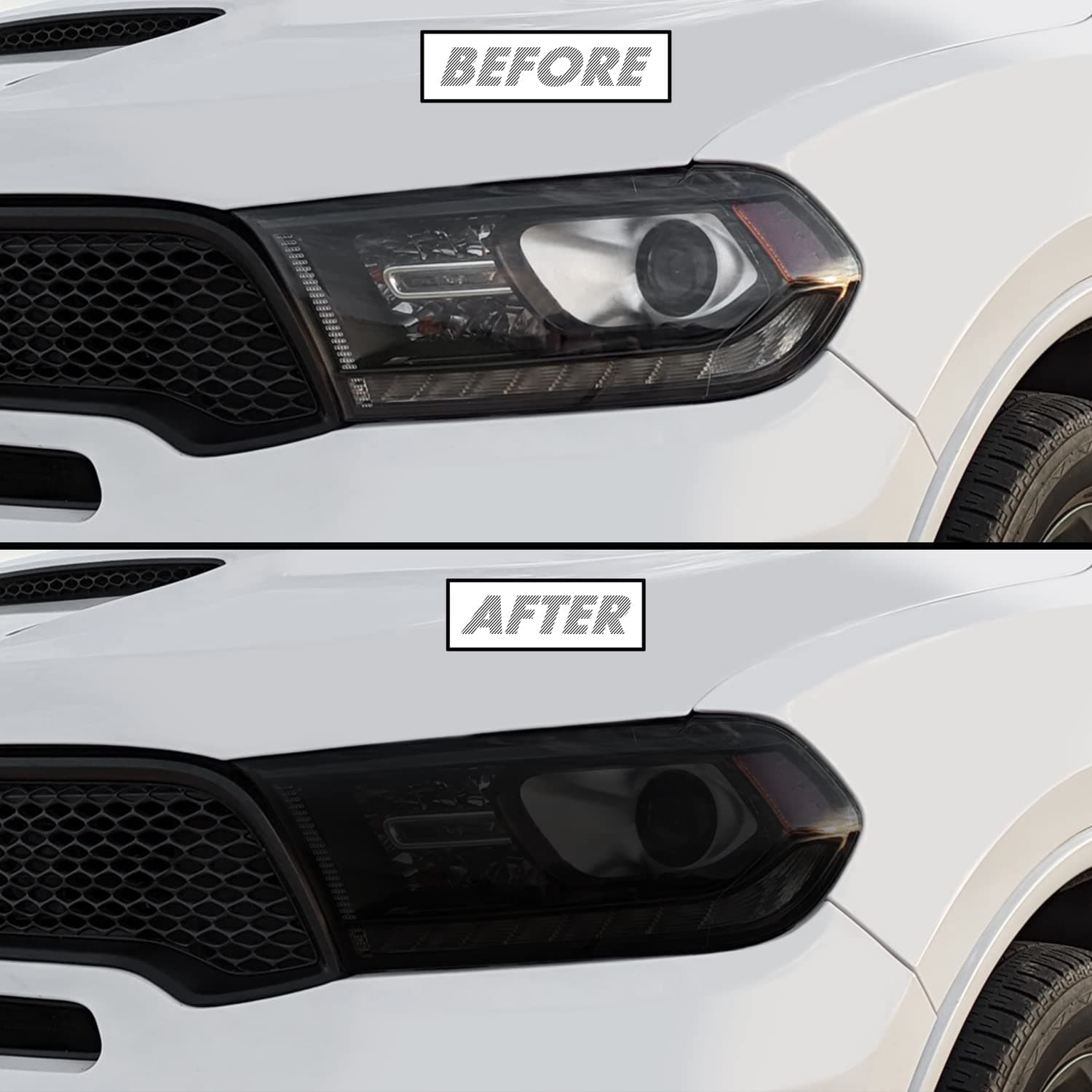 SlickMod PreCut Vinyl Smoke Tint for 2011-2023 Dodge Durango Headlight (20% Dark Smoke, 1. Headlight)