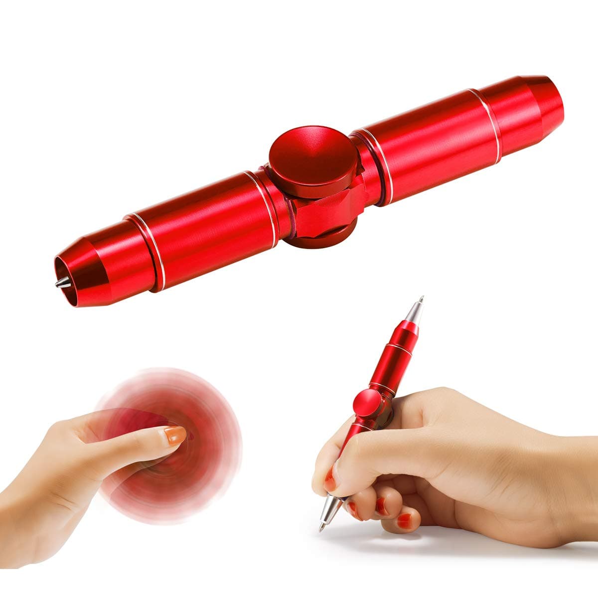 Anstar Fidget Hand Spinning Pen, Spinner Toys, Ballpoint Pen Gift Boxes 100% Handcrafted for Business Adults & Kids, ADHD& Relieves Stress and Increase Focus (Glory Red)