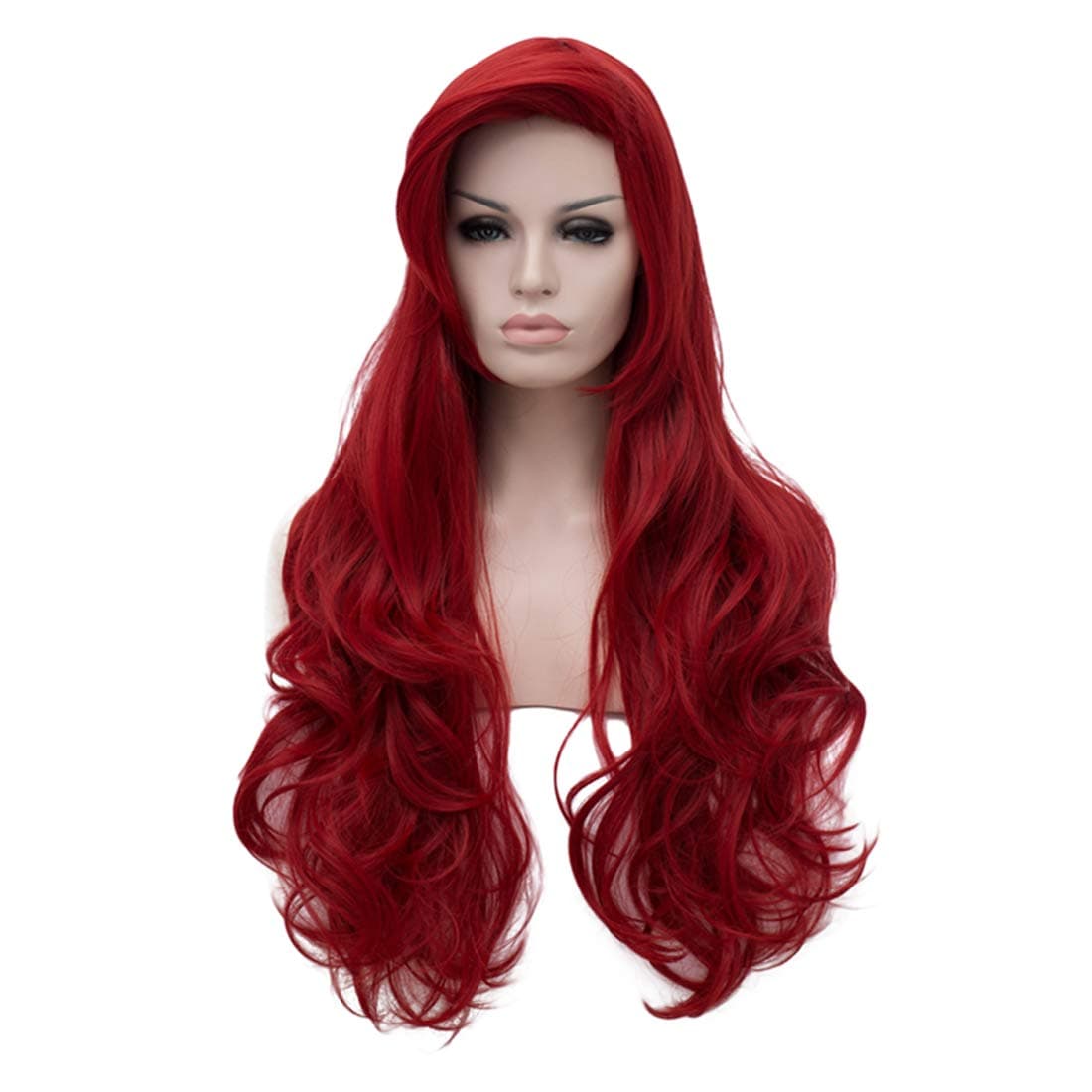ATAYOU Long Women Wavy Red Synthetic Cosplay Wig For Women Halloween And Party Fancy Dress with 1 Wig Cap (Red 241)