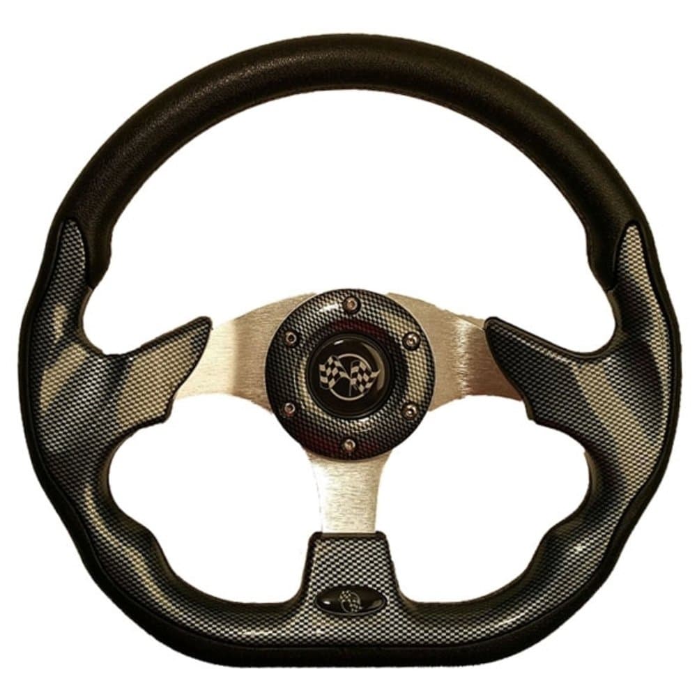 Racer Style Flat Bottom Golf Cart Steering Wheel (Carbon Fiber)
