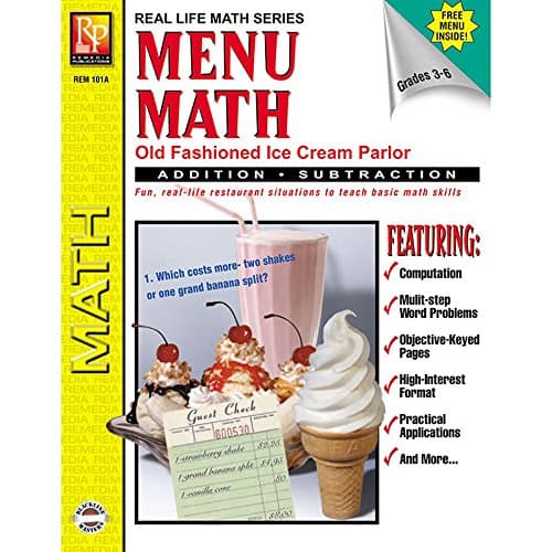 Remedia REM101A Menu Math Ice Cream Parlor Book-1 Ream Parlor Book 1-Add & Subtract