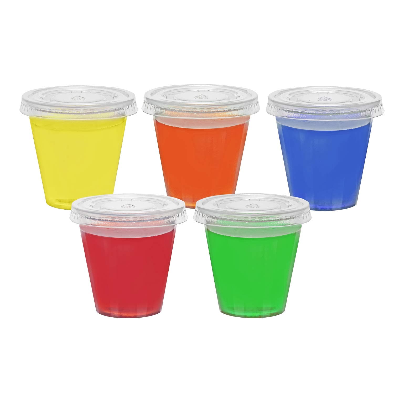 Jello Shot 2 Ounce Plastic Clear Glasses with Lids (200 Sets) Shaped Like Actual Shot Glasses