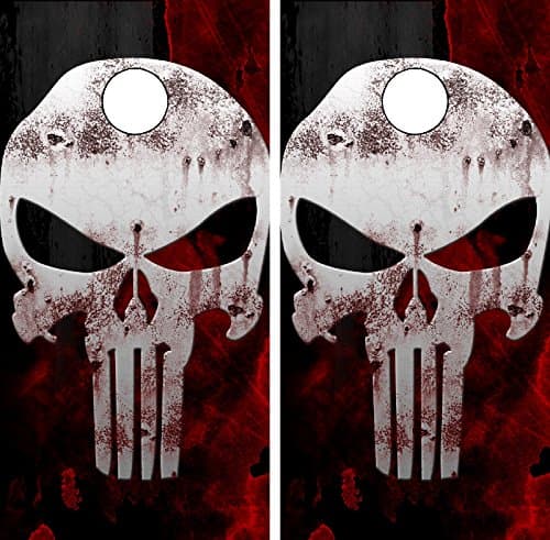 C217 Punisher Skull Cornhole WRAP Wraps Laminated Board Boards Decal Set Decals Vinyl Sticker Stickers Bean Bag Game Vinyl Graphic Tint Image