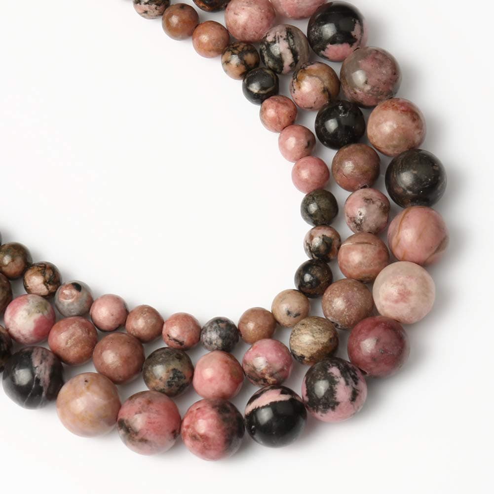 Yochus 6mm Black Stripe Rhodochrosite Gemstone Round Loose Beads Natural Stone Beads for Jewelry Making
