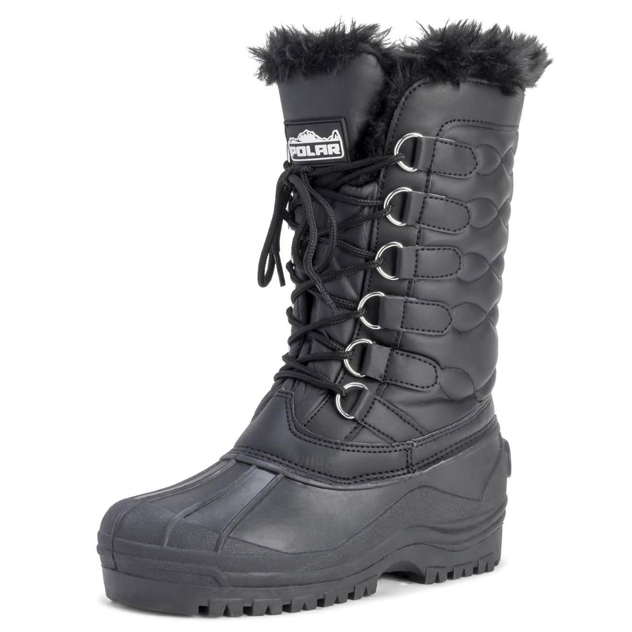 PolarWomens Nylon Waterproof Weather Outdoor Snow Duck Winter Rain Cuff Lace Boot