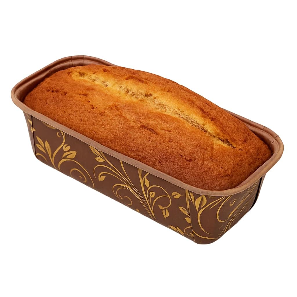Bake n Serve - Paper Loaf Pan | 250g Capacity | Brown Floret Design | Size: 158x55x52mm | Pack of 20 | Greaseproof, Oven & Microwave Safe | Elegant & Convenient for Baking.