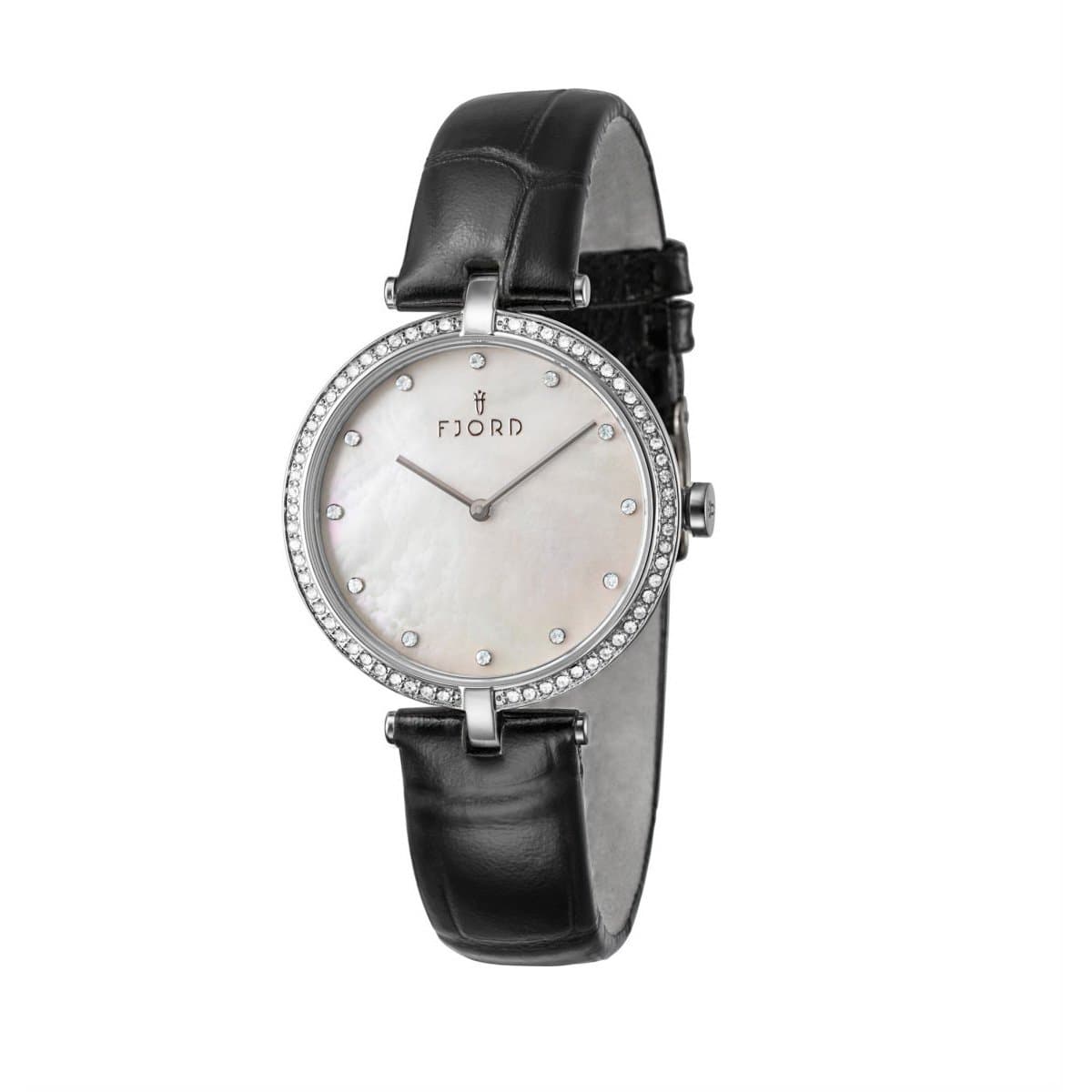 Fjord Women's Aslaug FJ-6025-01 Black Leather Quartz Watch