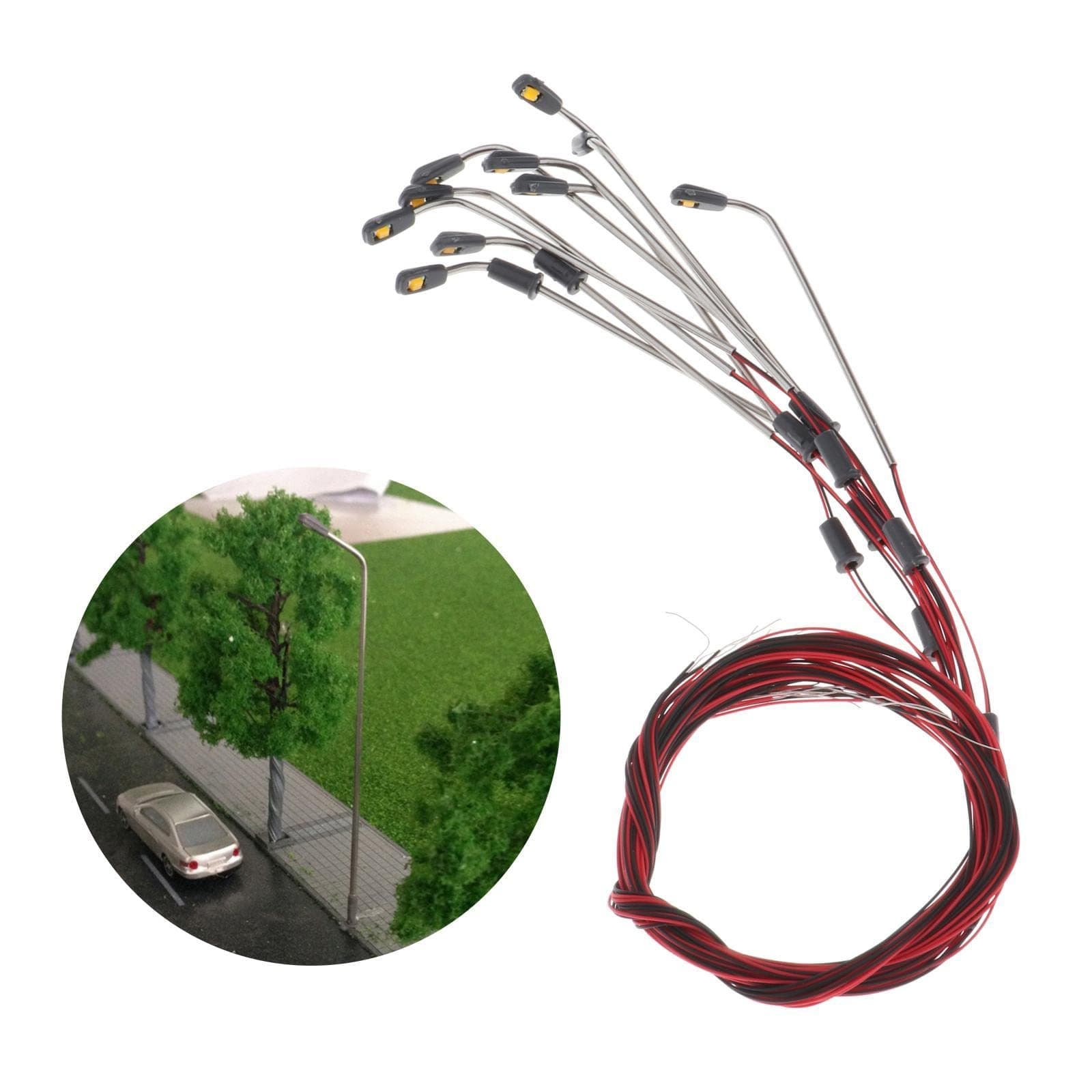 CLUB BOLLYWOOD® 10x Model Railroad LED Light Garden Landscape 3V Lamp Post Diorama 1:300 | Lamps & Lights