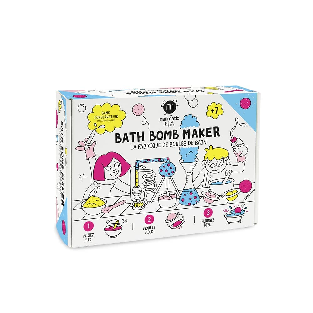 NailmaticParis DIY Bath Bomb Kit - Bath Bomb Making Kit for Kids, Make Your Own Bath Bombs, Includes Molds, Makes 4 Bath Bombs, Vegan, Preservative Free, Made in France, Ages 7+