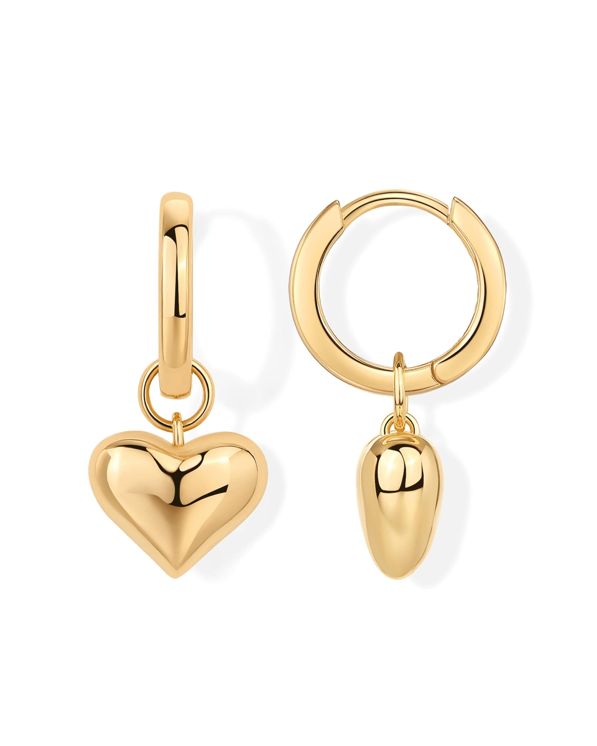 14K Gold Plated 925 Sterling Silver Posts Charm Huggie Earrings for Women | Lightweight Love Heart Moon Flower Star Drop Dangle Huggie Charm Earring - Valentines Day Trendy Jewelry