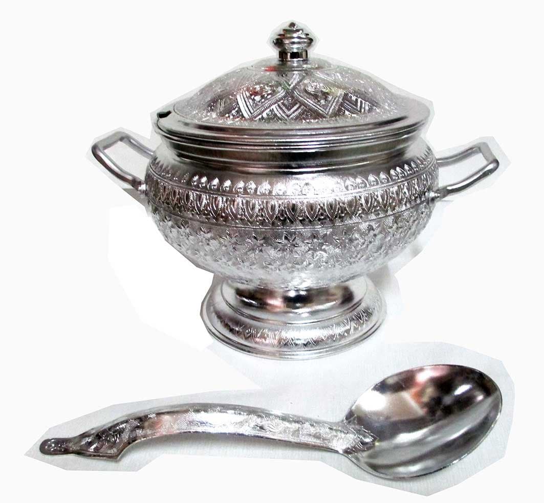 Thai Design Aluminum Rice Serving Bowl by Seal Brand/Size 20cm -Pikul