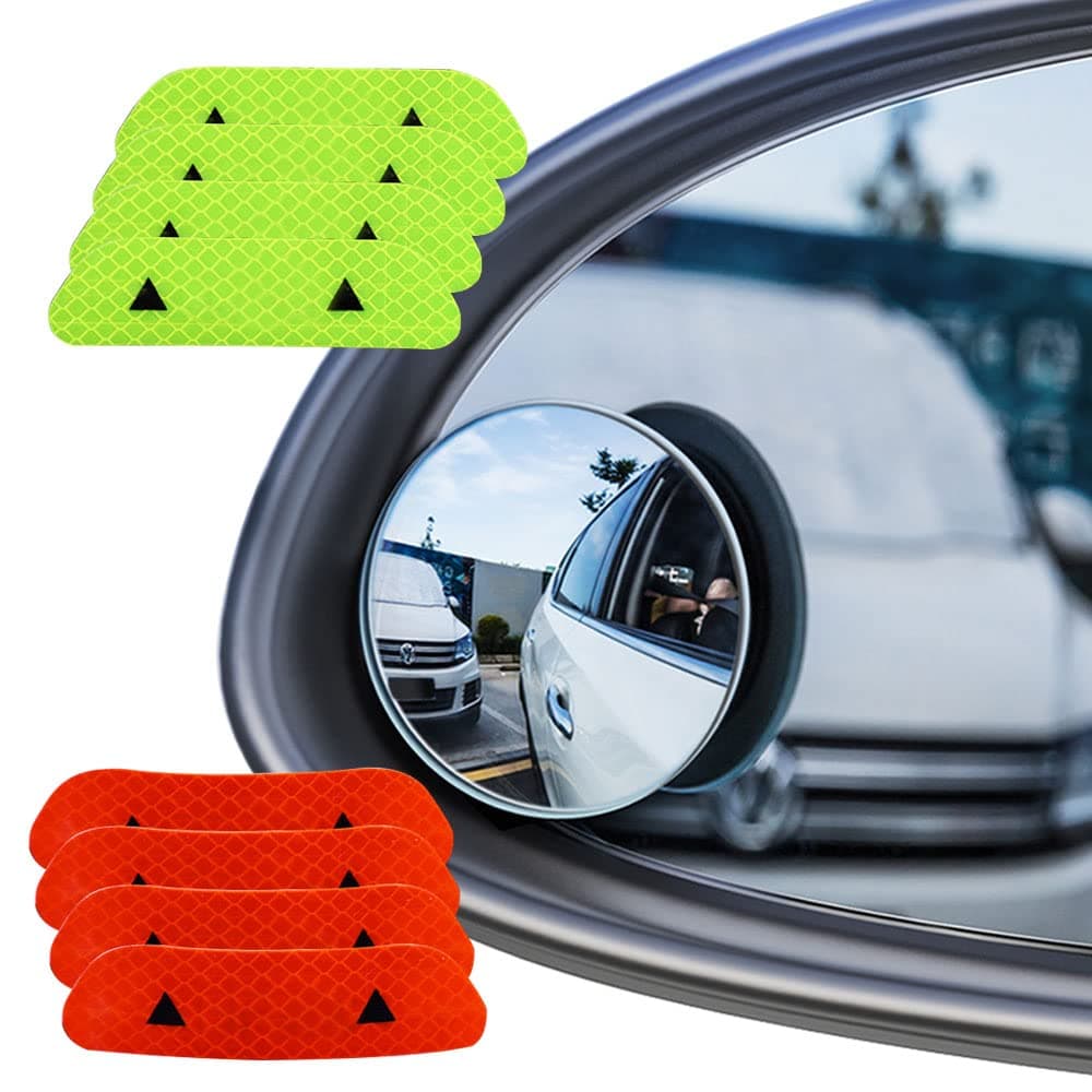 Senvenblind spot mirror (4 packs). Reflective sticker (8 packs). Rimless Hd glass wide angle swivel adjustable 360 °. Hd universal rear-view mirror, convex mirror，12 packs.
