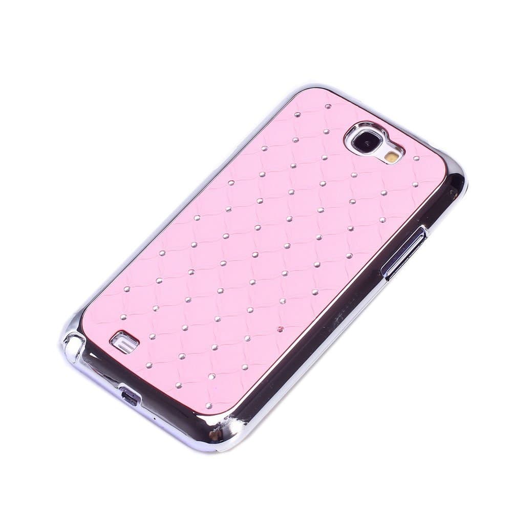 Shining Stars Rhinestone Bling Chrome Plated Case Cover Protector Skin for Samsung Galaxy Note 2 Note2 II N7100 (Pink)