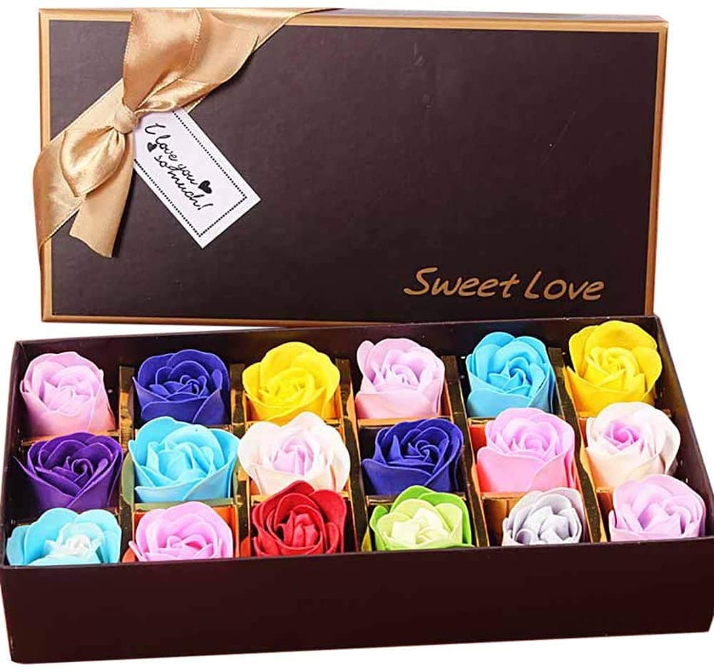 Txyk18PCS Soap Rose Flower - Flora Scented Soap Rose Flower - Plant Essential Oil Soap, Gift for Anniversary/Birthday/Wedding/Valentine’s Day Box(Multi colours)