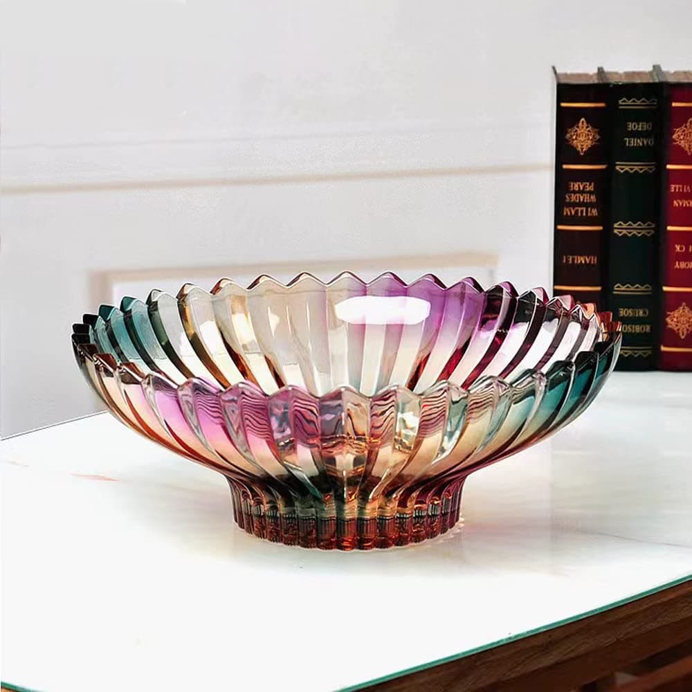 Magicpro 12.5 inch Diameter Crystal Glass Colorful Decorative Fruit Bowl, kitchen decor accessories