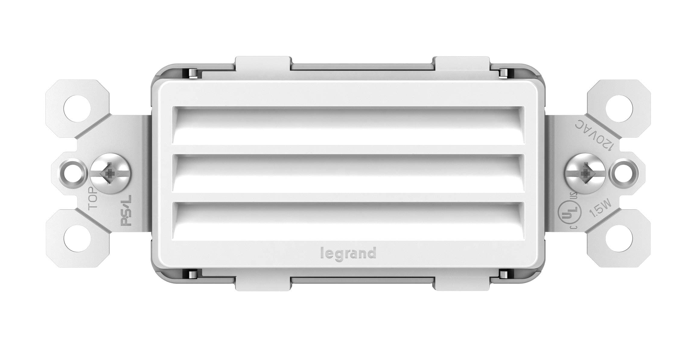 Legrand radiant NTLHORZWCC6 Horizontal Step Light Full Adjustable LED Night Light Outlet, For Hallways and Stairs, White (1 Count)