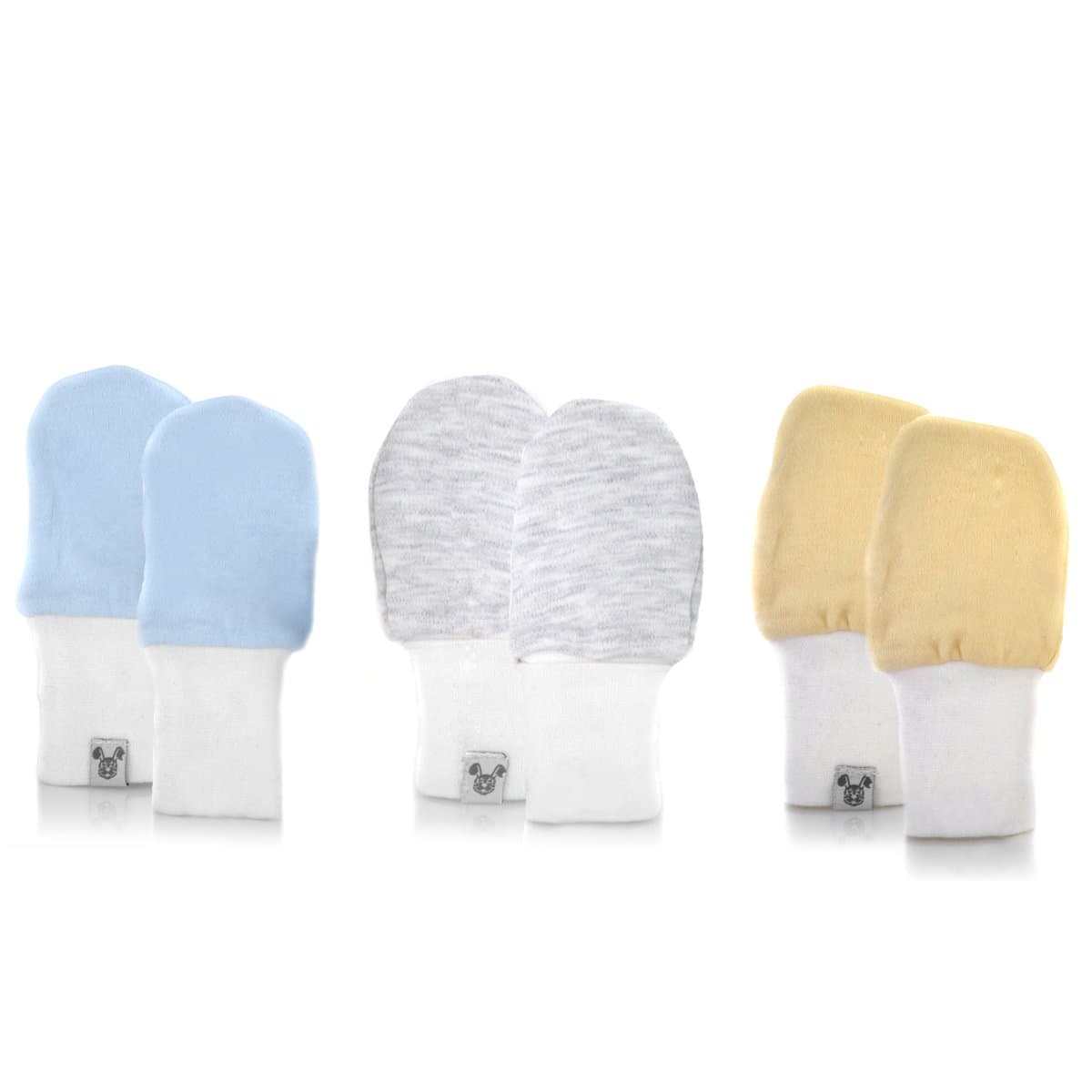 Baby Mittens - Fits Babies Ages 6 to 12 Months, Blue, Grey and White, Oversized, Pack of 3