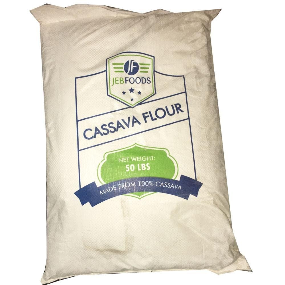 Jeb Foods Cassava Flour Bulk 50lb Bag | Gluten Free Baking Made With Hand-Peeled Cassava Root | Paleo Non-GMO Grain Free Kosher Flour Alternative | 50lb Bag