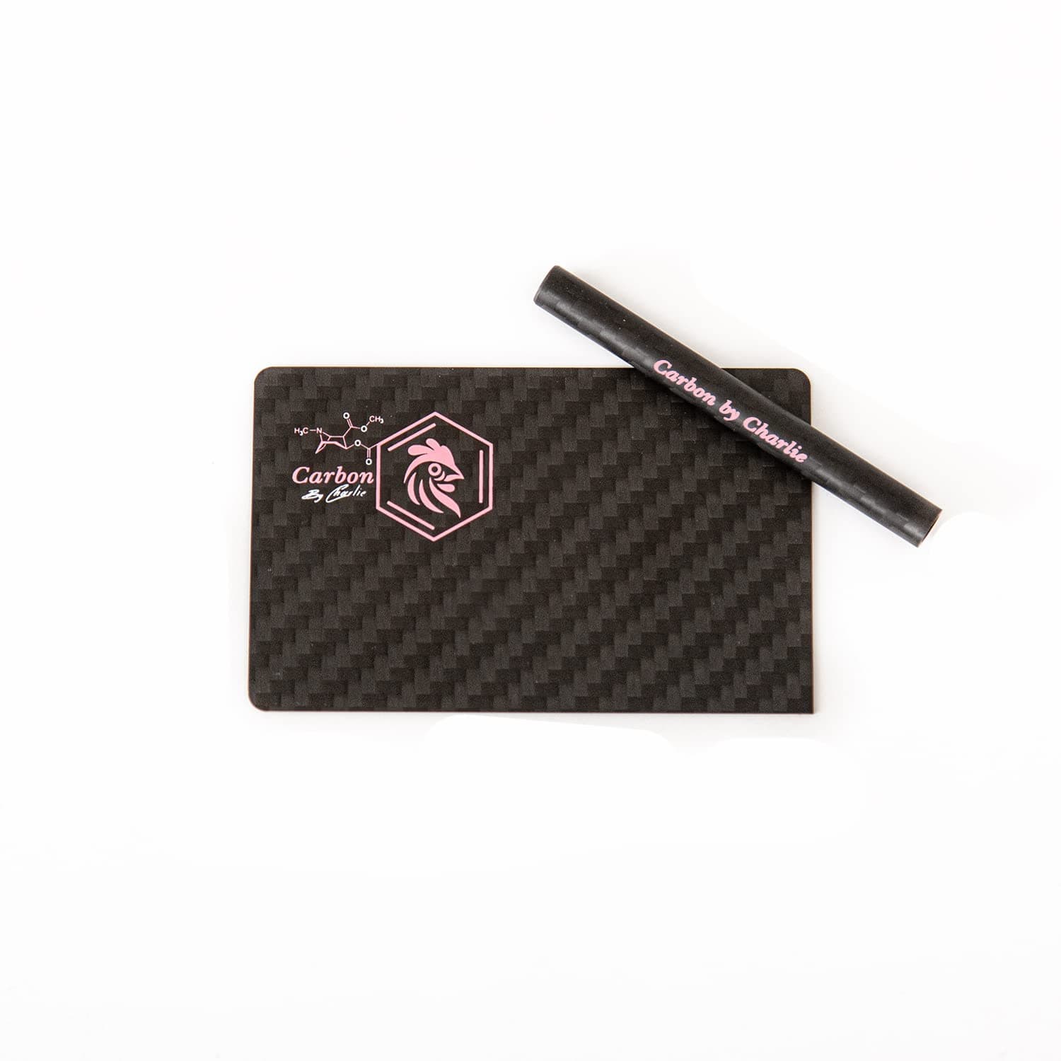 100% Carbon fiber Card and Short Straw for Party (Pink Print)