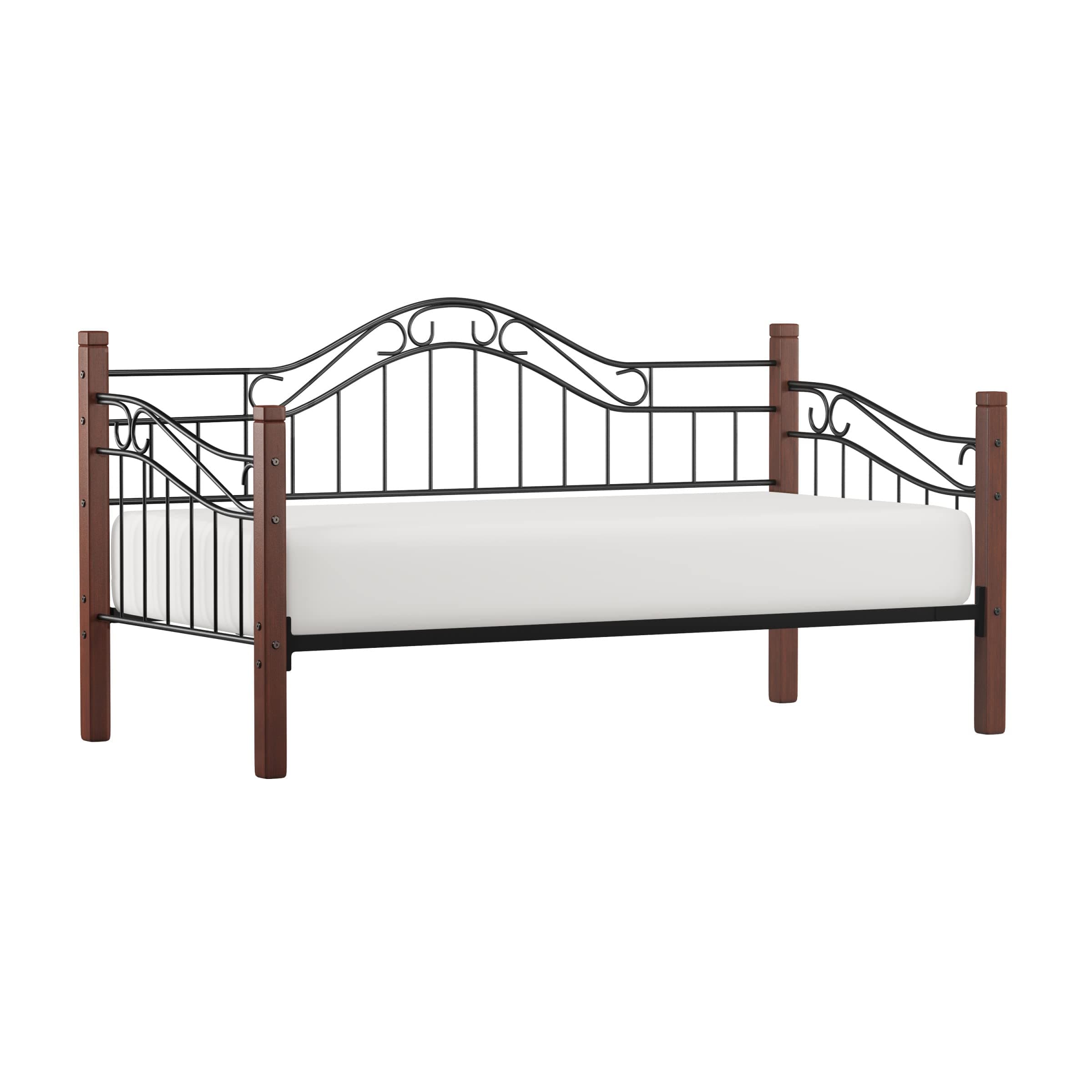 Hillsdale Matson Wood and Metal Daybed, Twin, Cherry Finish with Black Metal