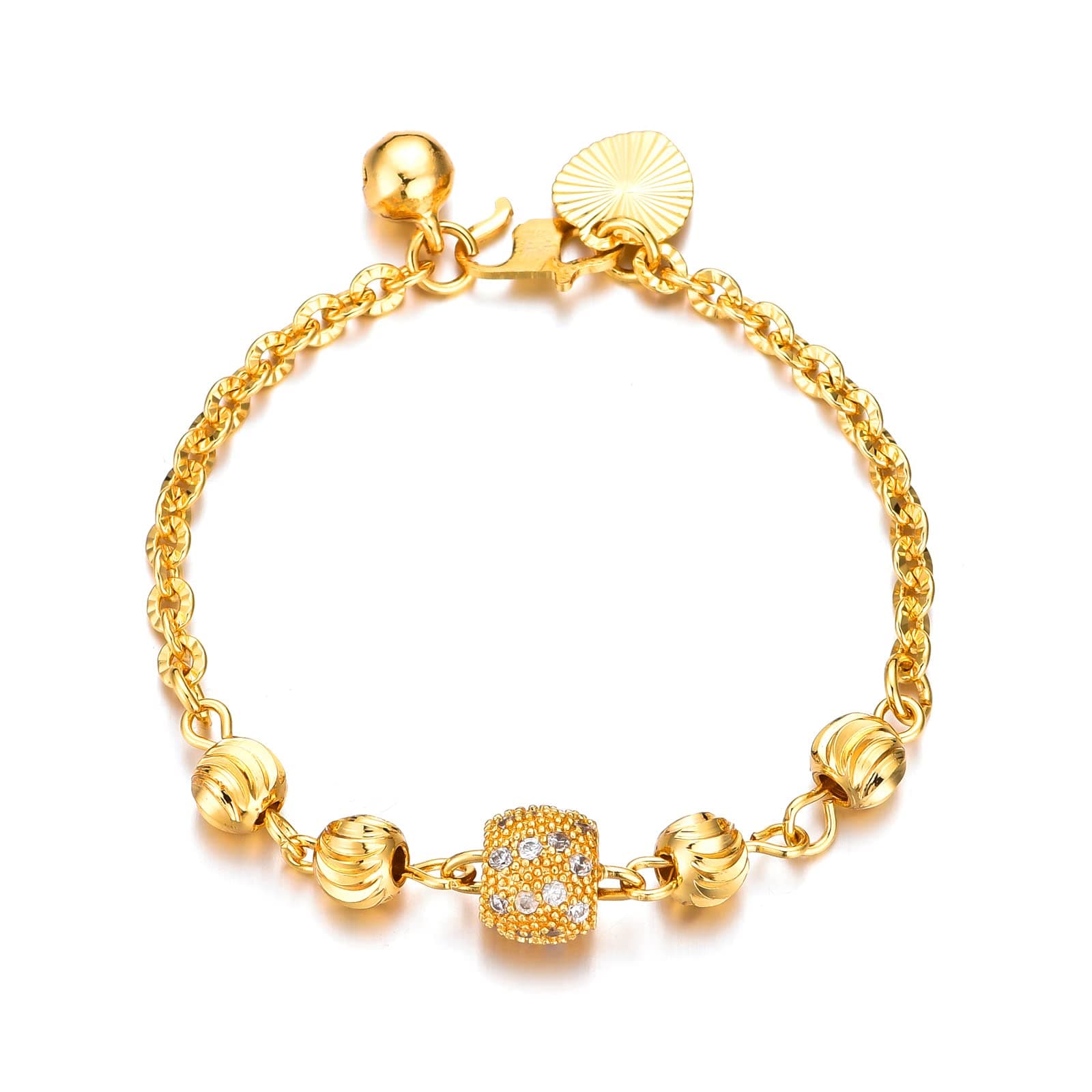 EthlynEthlyn Baby Bracelets for girls 18K Gold Plated Beads Bracelets Bells Baby Girls Birthday Gifts
