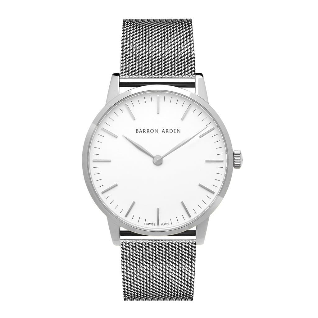 Ren Silver Swiss Made 40mm Mesh Bracelet Watch