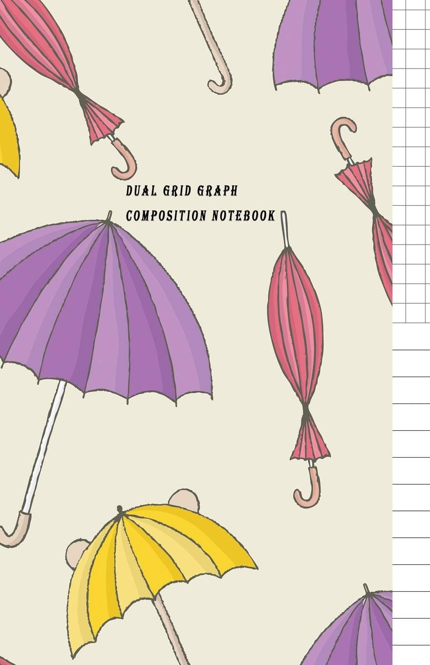 Dual Grid Graph Composition Notebook: Composition Notebook Half Graph 4x4 Half Lined Paper Notebook on same page, Squared, Science, Maths, Lab ... 5.5 x 8.5 Inch. Coloring Umbrella Cover