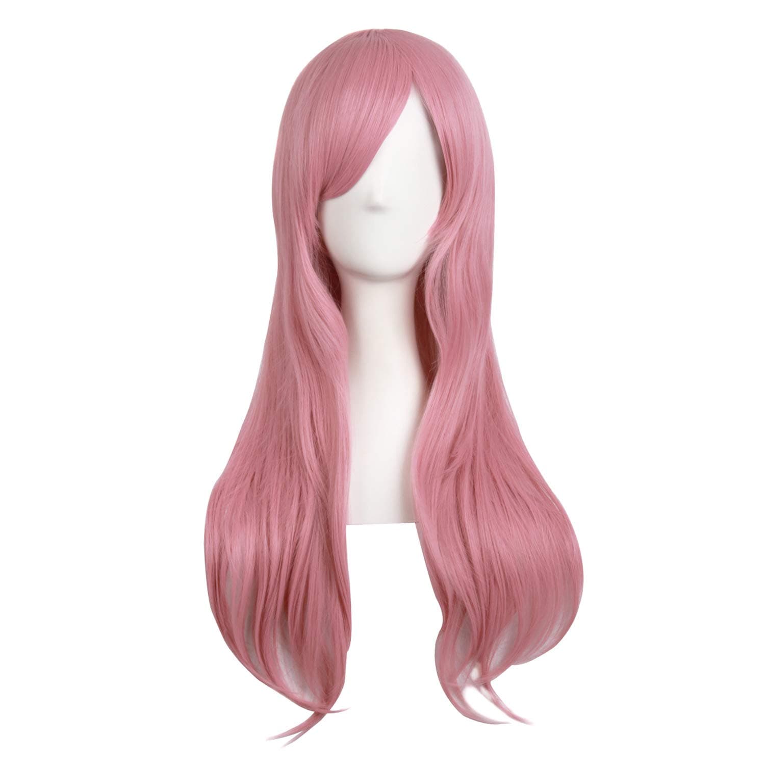 Rouge Pink: MapofBeauty 28"/70cm Women Side Bangs Long Curly Hair Ends Cosplay Wig (Rouge Pink )