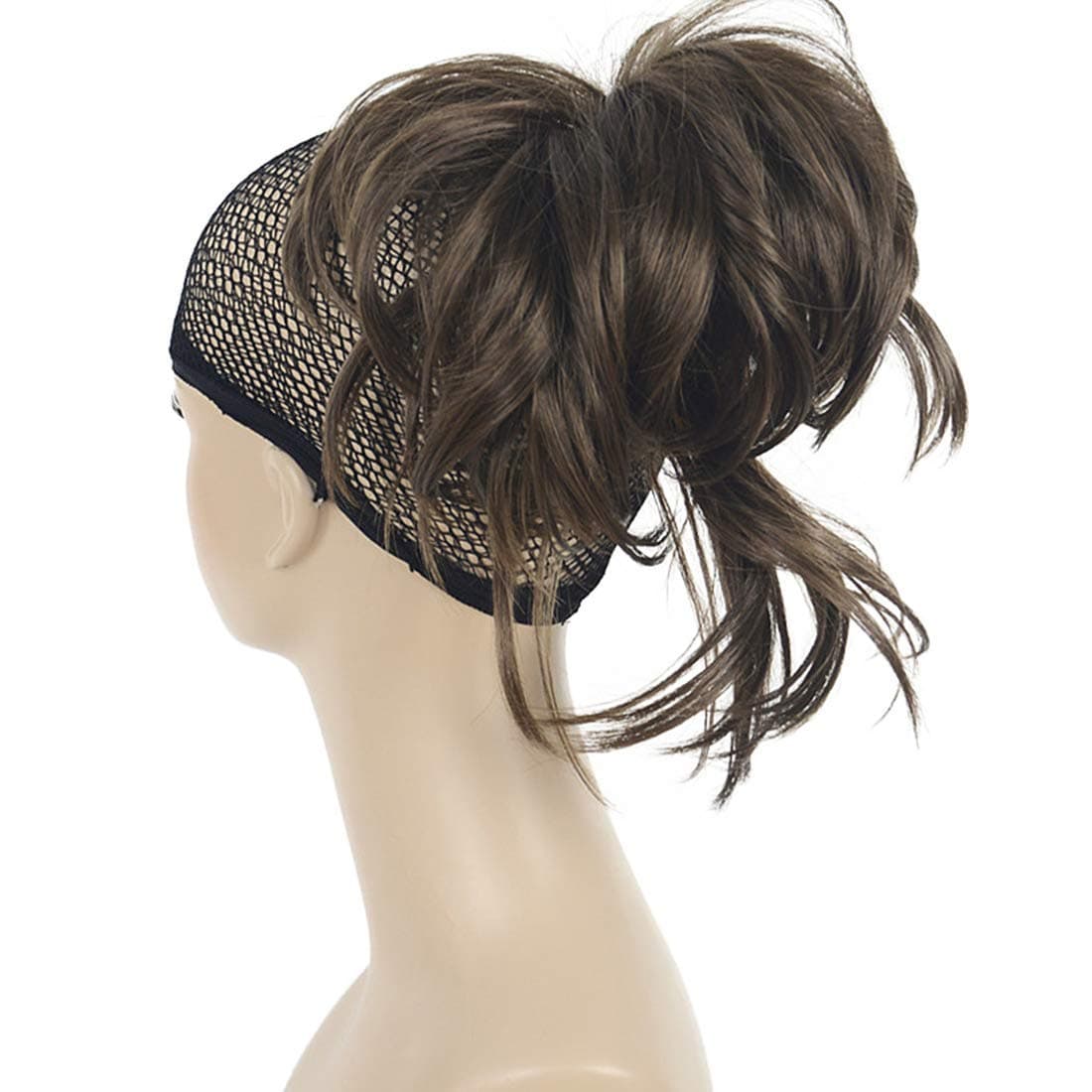 LydellAdjustable Messy Style Ponytail Hair Extension Synthetic Hairpiece with Jaw Claw Medium Golden Brown