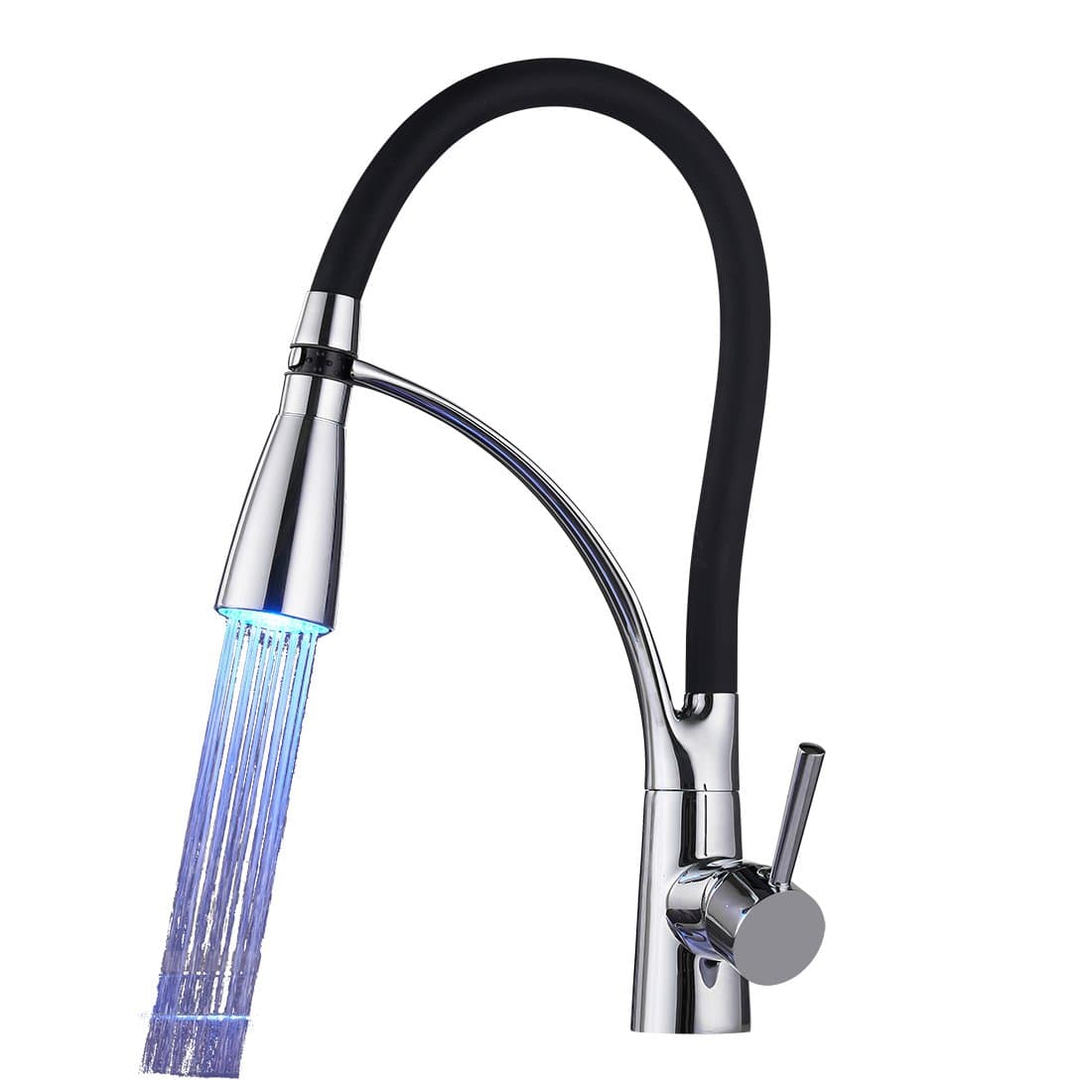 OWOFAN Kitchen Faucets Commercial Solid Brass Single Handle Single Lever Pull Down Sprayer Kitchen Sink Faucet
