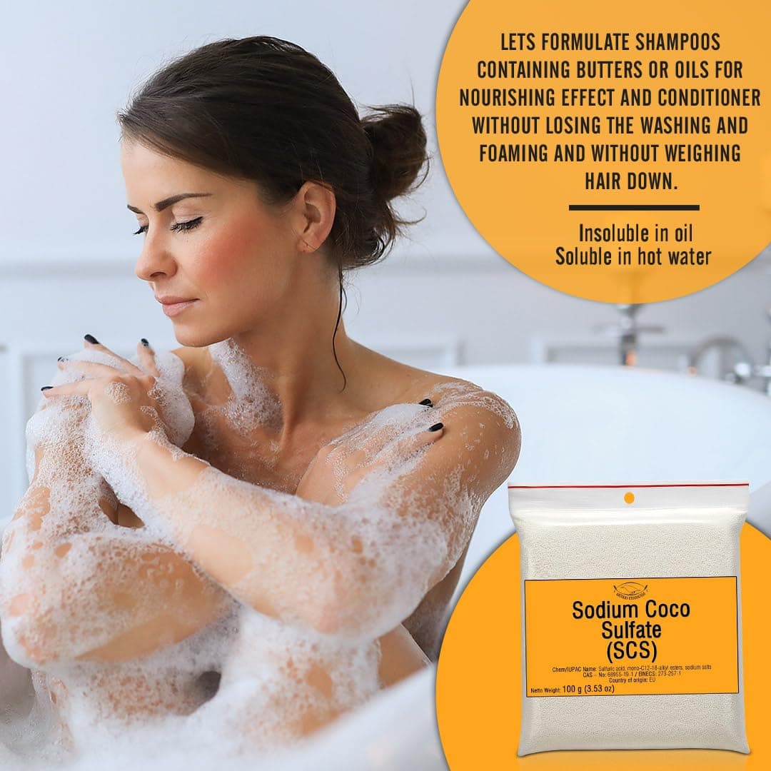 Sodium Coco Sulfate (SCS) - Anion Surfactant - Fine White Granules (600 g)