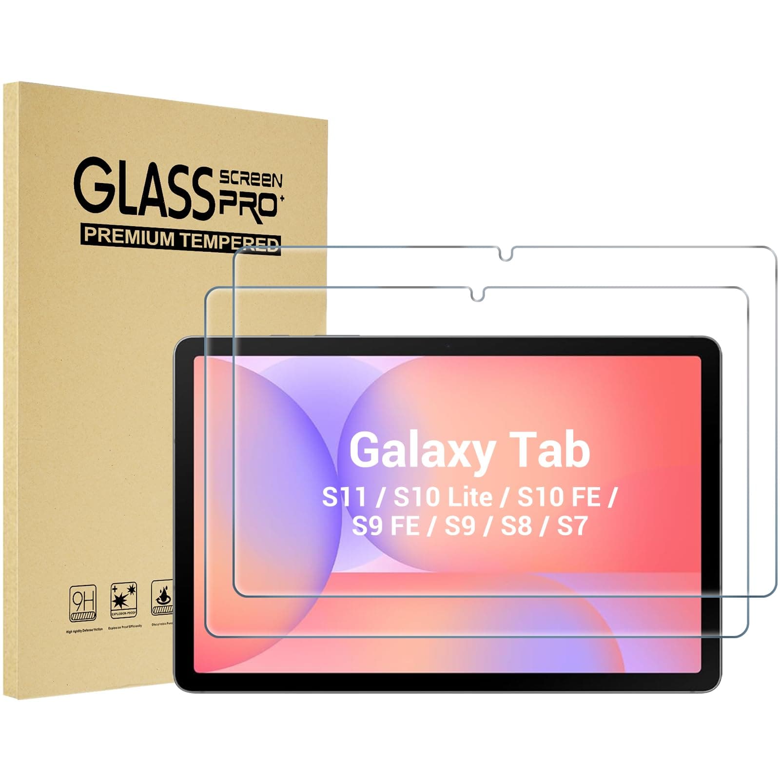 2 Pack Screen Protector for Tablet Galaxy Tab S11/ Tab S10 Lite/Tab S10 FE 2025/Tab S9 FE 10.9"/ Tab S9 2023/ Tab S8 2022/ Tab S7 2020 11", Hardness Tempered Glass Screen Film Guard