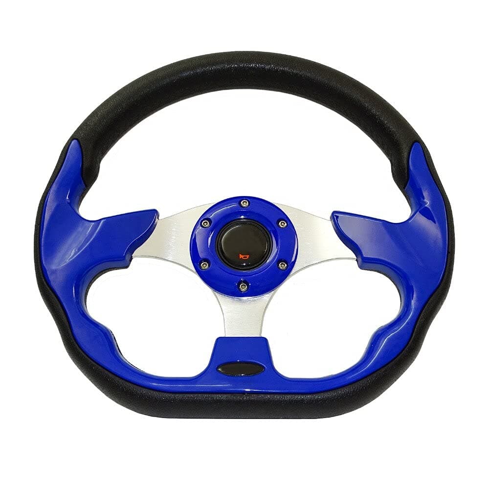 AUTO SNAP Shape D 12 Inch Deep Dish Drifting Steering Wheel Universal PU Aluminum Car Auto Racing Sport Universal Car Steering Wheel Cover Spinner Color Blue