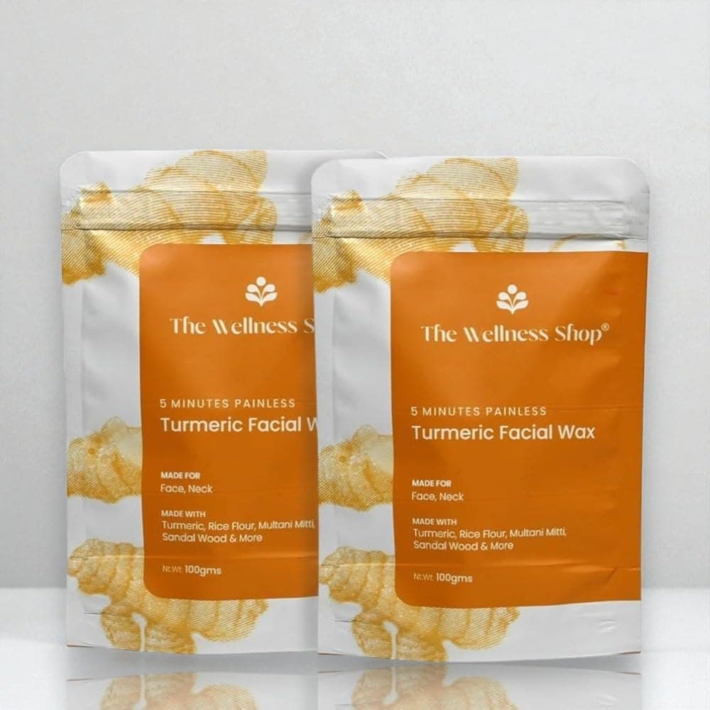 Turmeric Facial Wax Powder- 100g | 5 Minute Painless Solution | Face Hair Removal Waxing Powder | No Skin Irritation & Rashes | Enhanced Skin Tone | Easy to Use at Home | 2 Pieces