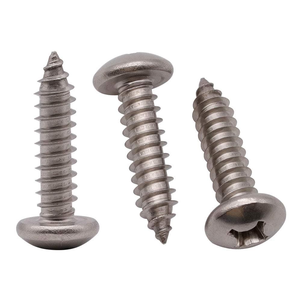 #6 x 1/2" (100 Pack) Stainless Steel Phillips Pan Head Wood Screws, Stainless Steel 304 (18-8), Pan Head Sheet Metal Screws Self Tapping for Wood