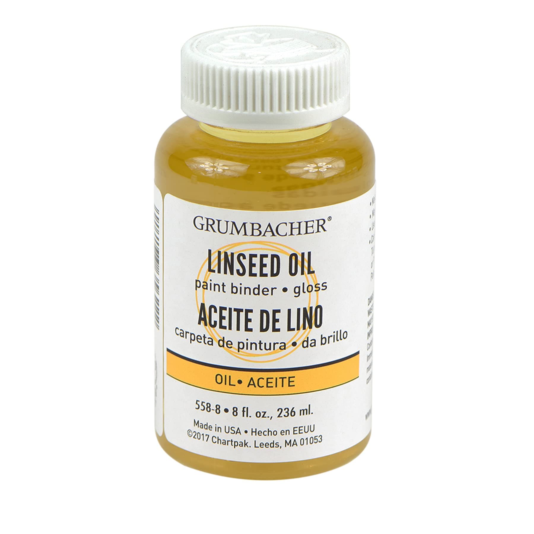 Grumbacher Linseed Medium for Oil Paintings, 8 Ounce Bottle, Yellow (558-8)