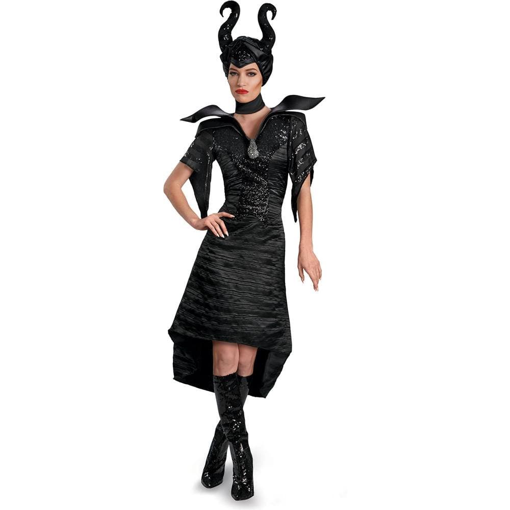 Maleficent Christening Black Gown Glam Deluxe Costume for Adults